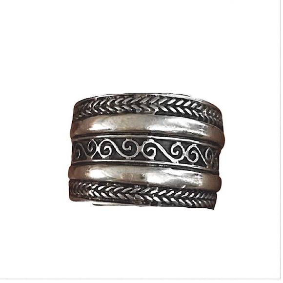 Vintage Sterling Silver Rope Cigar Band Ring Sz 7 - Picture 2 of 4